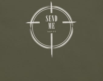 Stuur me T-shirt, Isaiah 6:8 christelijk T-shirt