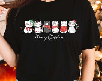 Meowy Christmas Cat Lover Shirt, Funny Holiday Tee