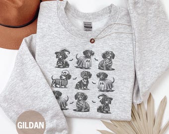 Dachshund Halloween Sweatshirt, Dog Mom Crewneck