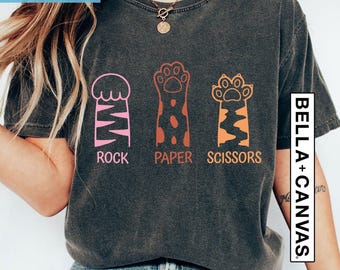 Funny Cat Paw Shirt, Rock Paper Scissors, Unisex Crewneck