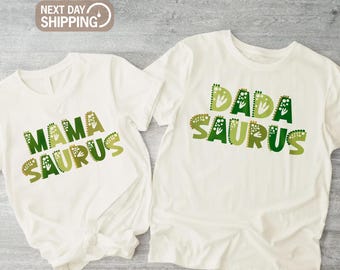 MamaSaurus DadaSaurus Tees, Matching Family Dinosaur Birthday Shirts, Kids Dino Tee, Mom Dad Dino Tees, Mommy and Me Family Tees, Bday Shirt