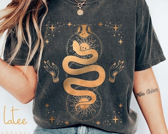Comfort Colors Tarot Snake Shirt, Mystical Moon Celestial Tee