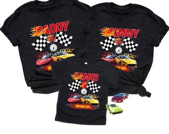 Birthday Boy Fire Race Wheel Custom Family Birthday Theme Shirts,  Kids Graphic Tee, Race Car Shirt for Boys, Racing Car Outfits