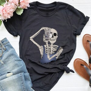Skeleton Photographer Shirt, Funny Halloween Tee