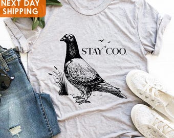 Stay Coo Pidgeon T-Shirt, Funny Bird Meme Graphic Tee