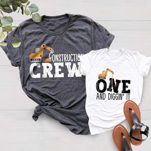 Construction Crew Shirt, Two and Diggin&#39; It, Excavator Birthday,  Birthday Boy Shirt, Dump Truck Birthday, Construction Crew Shirt