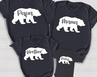 Matching Family Bear Shirts, Mama Papa Baby Bear Tshirts