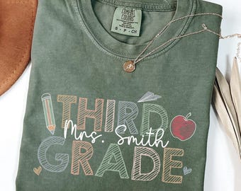 Comfort Colors Third Grade Teacher Shirt, Personalized Teacher Team Tee