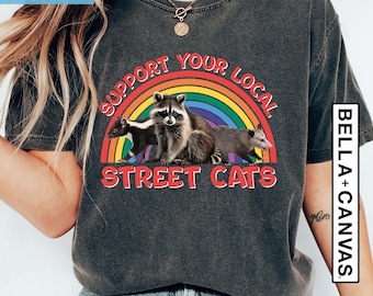 Street Cats Rainbow T-Shirt, Opossum Raccoon Skunk Tee