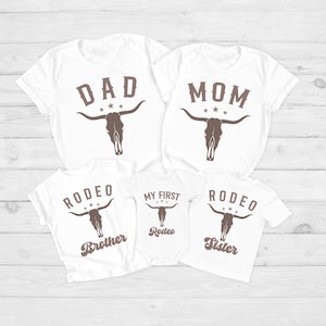 My First Rodeo Birthday Family Matching Shirt, Cowboy Cowgirl Bday Outfit Mama Daddy Tee, 1st Rodeo Western Farm Theme Birthday Party Tshirt image 4