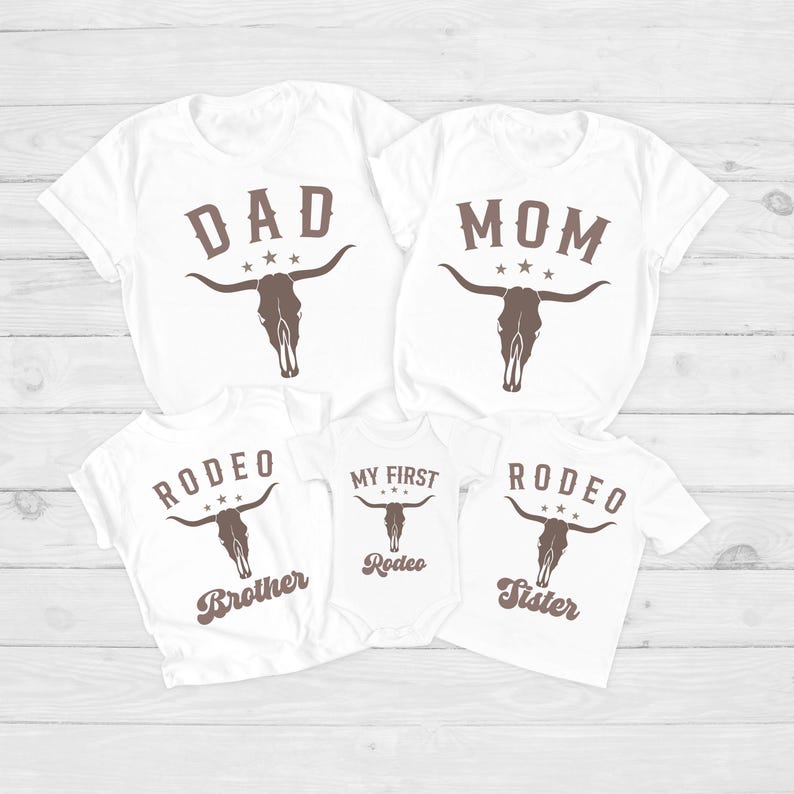 My First Rodeo Birthday Family Matching Shirt, Cowboy Cowgirl Bday Outfit Mama Daddy Tee, 1st Rodeo Western Farm Theme Birthday Party Tshirt image 4