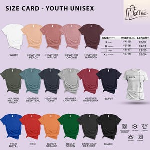a women's t - shirt size chart with different colors