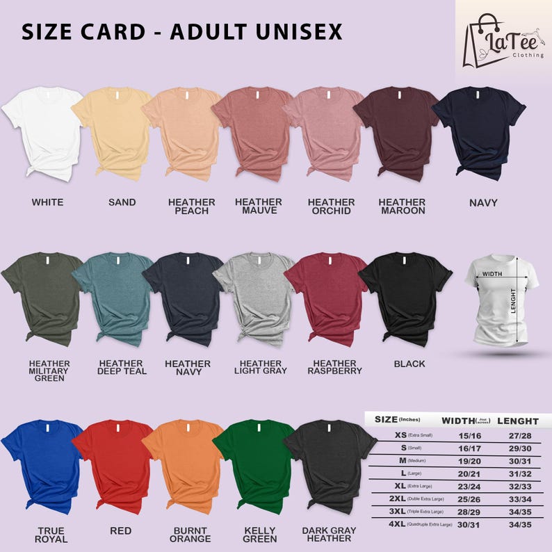 a women's t - shirt size chart with different colors