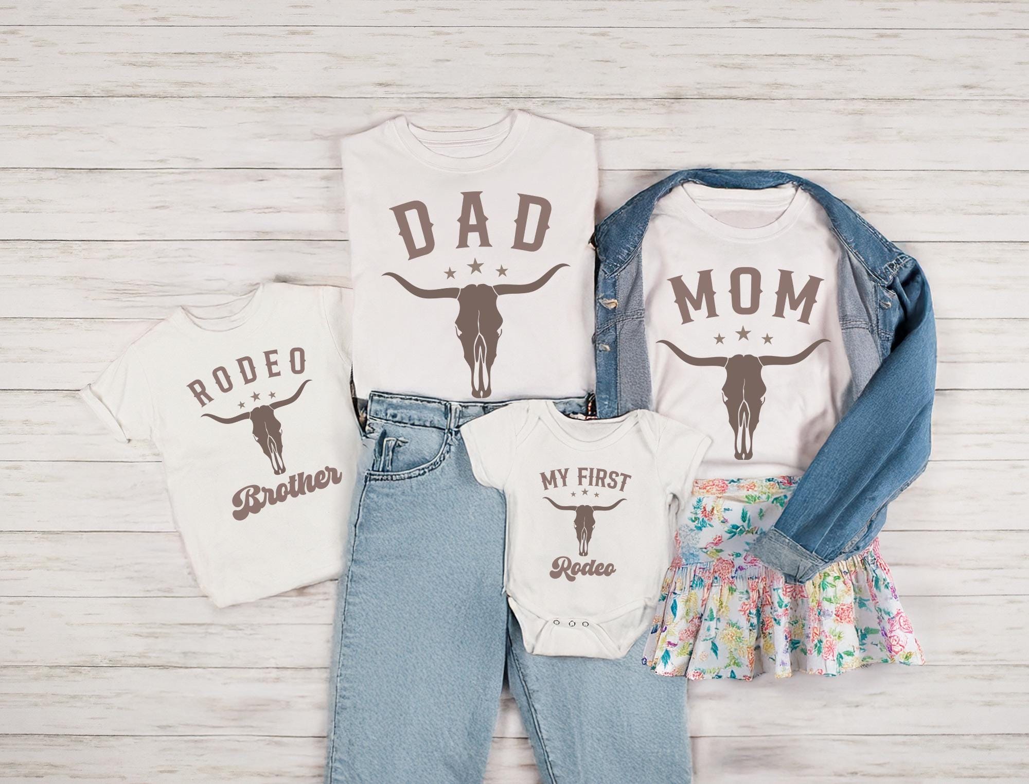 My First Rodeo Birthday Family Matching Shirt, Cowboy Cowgirl Bday Outfit Mama Daddy Tee, 1st Rodeo Western Farm Theme Birthday Party Tshirt