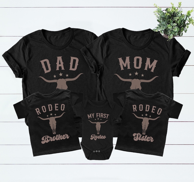 My First Rodeo Birthday Family Matching Shirt, Cowboy Cowgirl Bday Outfit Mama Daddy Tee, 1st Rodeo Western Farm Theme Birthday Party Tshirt image 2