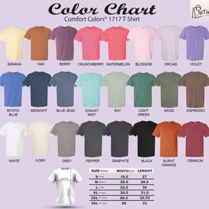 The image is a color chart for a 1717-T-shirt, displaying various comfort colors in a grid format.