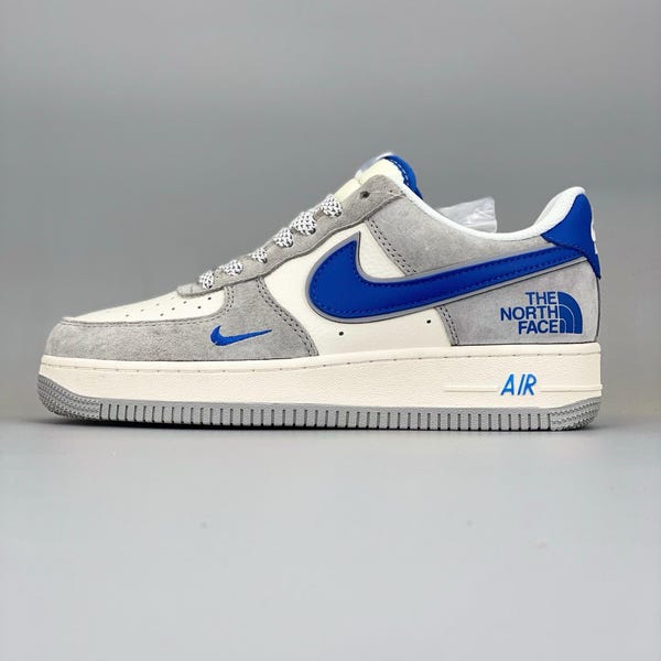 The North Face Inspired AF1 | Hand Painted Blue Air Force 1 | Sude Leather Sneaker