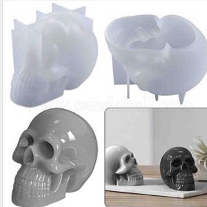 On sale!!  Skull silicone mold, large paperweight, resin, diy crafts.