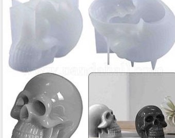 On sale!!  Skull silicone mold, large paperweight, resin, diy crafts.