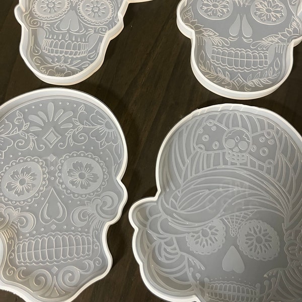 Sugar Skull silicone molds, 4 molds for resin, diy crafts,