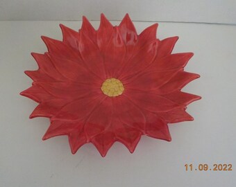 Ceramic Christmas Poinsettia Plate