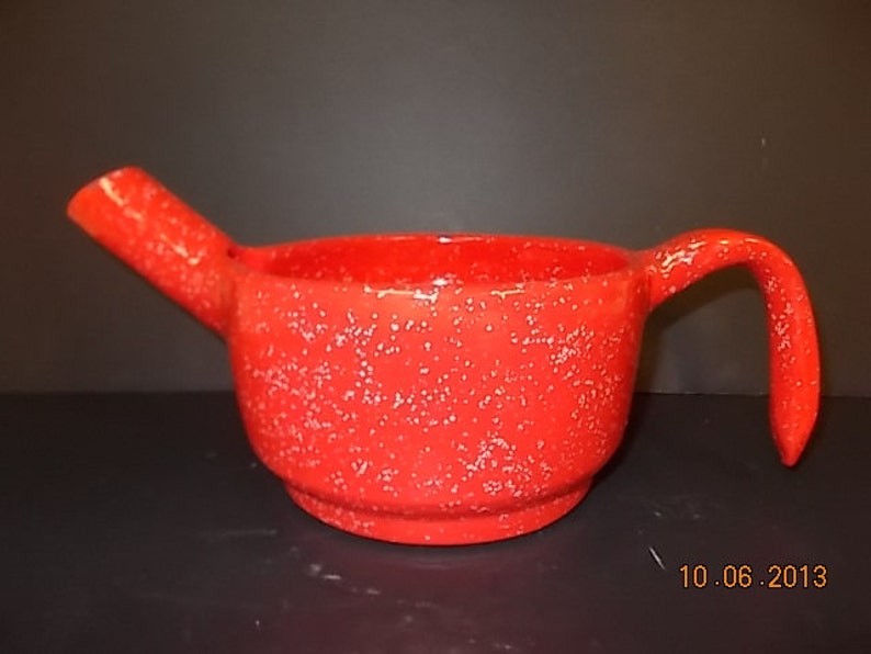 Red Speckled Mixing Bowl With Spout and Handle - Etsy