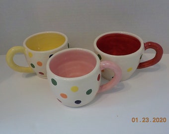 Stoneware Mug -  Omelet or soup -- Polka Dot
