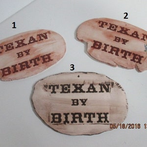 Stoneware Texan by Birth Plaque