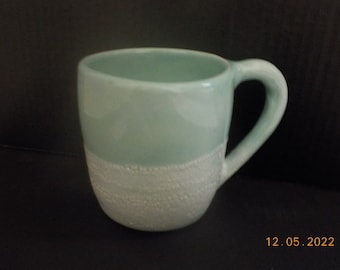 Extra Large Sea Green Stoneware Mug with Crackle at Bottom