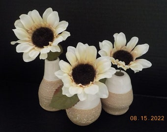 Set of 3 Stoneware Bud Vases with Sandstone Glaze