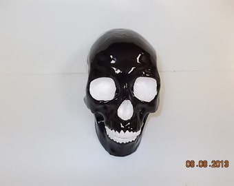 Black Ceramic Skull Head with lightening stripes