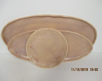 Set of Three Stoneware Oval Plates