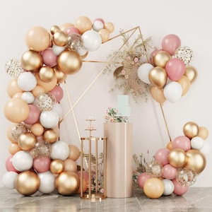 130pcs Blush Pink Balloon Garland Kit – Rose Gold, Peach & White Balloons for Boho Party Decor