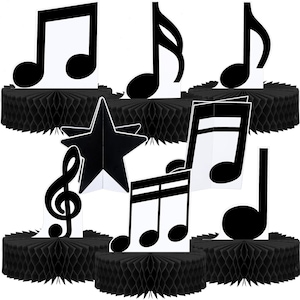 8-Pack Music Note Honeycomb Centerpieces for Musical Party & Birthday Decor