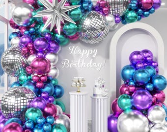 Disco Balloons Garland Arch Kit - 22 18 12 10 5 Inch Metallic