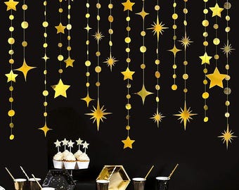 Gold Star Paper Garland Banner Metallic Hanging Party Decoration