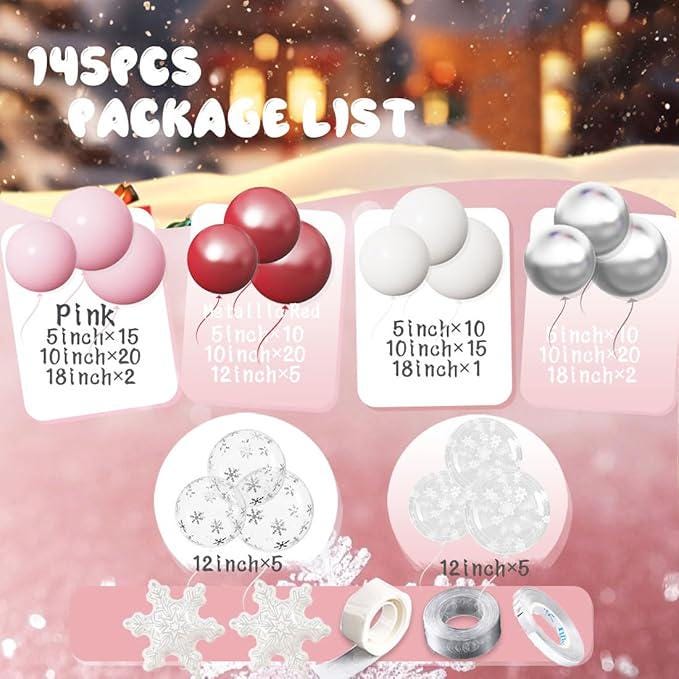 Pink Winter Wonderland Balloon Garland Arch Kit With Snowflake Balloons ...