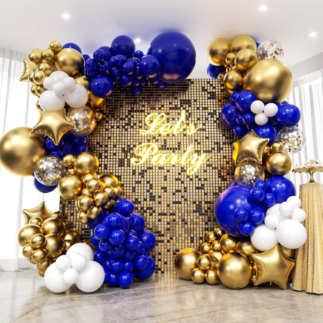 Royal Blue and Gold Balloon Arch Kit: Party Decor (187pcs) - Etsy