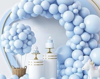 129pcs Pastel Blue Balloons Garland Arch Kit Baby Shower Birthday Wedding Decor