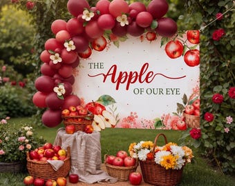 Apple of Our Eye Baby Shower Decor, Balloon Arch Kit, First Birthday Party Backdrop