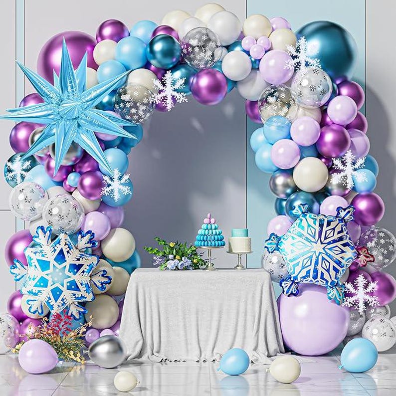 Winter Wonderland Balloon Arch Kit: Purple, Blue & Silver Snowflakes - Etsy