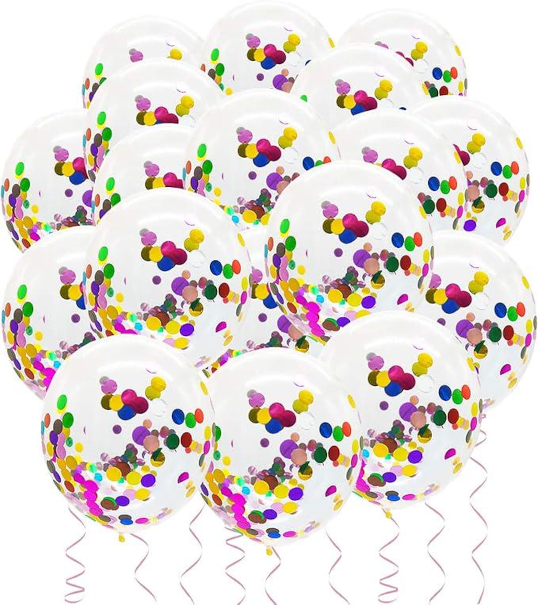 Rainbow Confetti Balloons 25 Pcs 12 Inch Clear Latex Balloons Party ...
