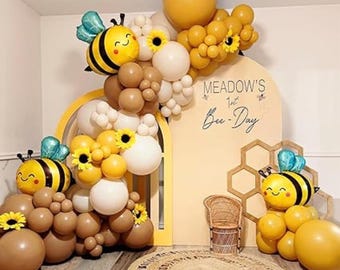 Bee Balloon Arch Kit: Bumble Bee Party Garland, Gender Reveal Decor