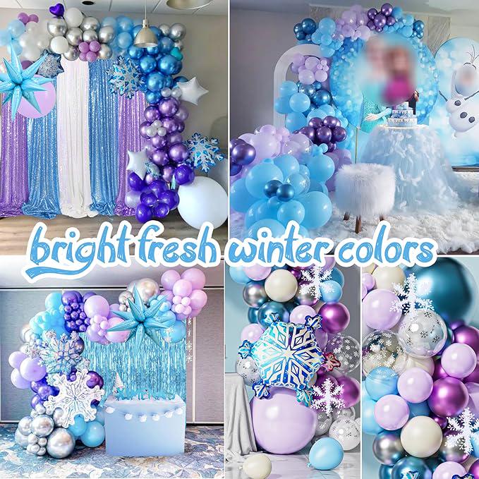 Winter Wonderland Balloon Arch Kit: Purple, Blue & Silver Snowflakes - Etsy