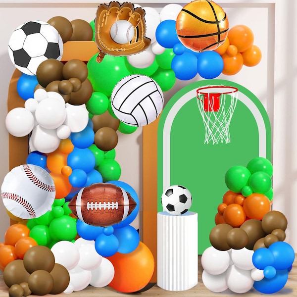 Sports Balloon Garland Kit: Baseball, Basketball, Soccer, Football Party Decor