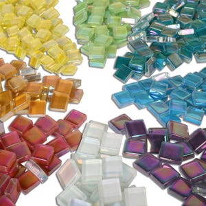 125pcs 1.5lb Iridescent Crystal Mosaic Tiles for DIY Crafts & Art Projects