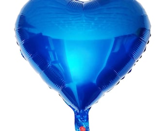 10pcs Blue Heart Foil Balloons – 18" Mylar Balloons for Baby Shower, Wedding & Party Decor