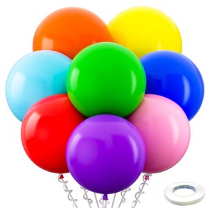 8-Pack 36&quot; Rainbow Giant Balloons – Large Multicolor Latex Balloons for Party Decorations
