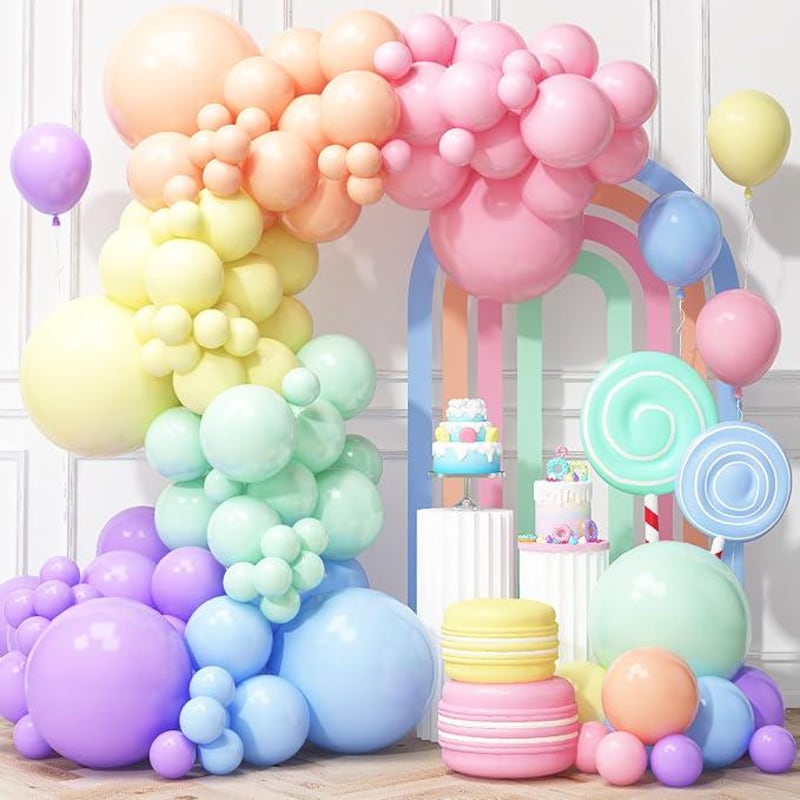 Balloon arch kit styled for Easter celebrations, symbolizing renewal and festive spirit