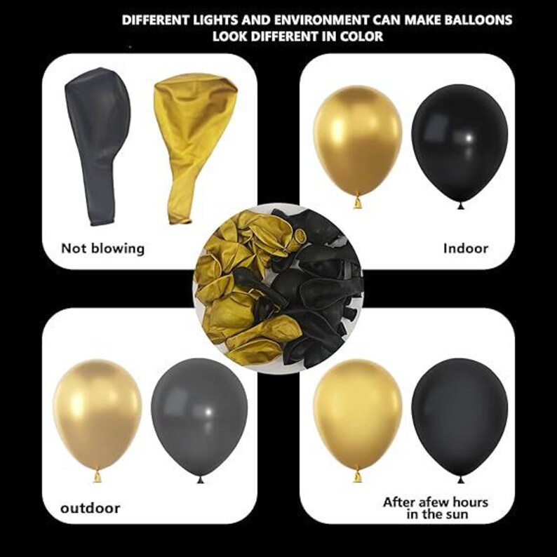 134PCS Black & Gold Balloon Garland Arch Kit for Graduation Party Decor ...